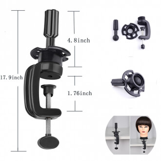 Манекен голова для причесок Braid с черными волосами 65 см с кронштейном-3